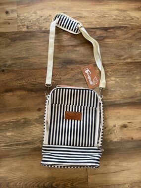 Striped Navy & White Travel Wine Bag
